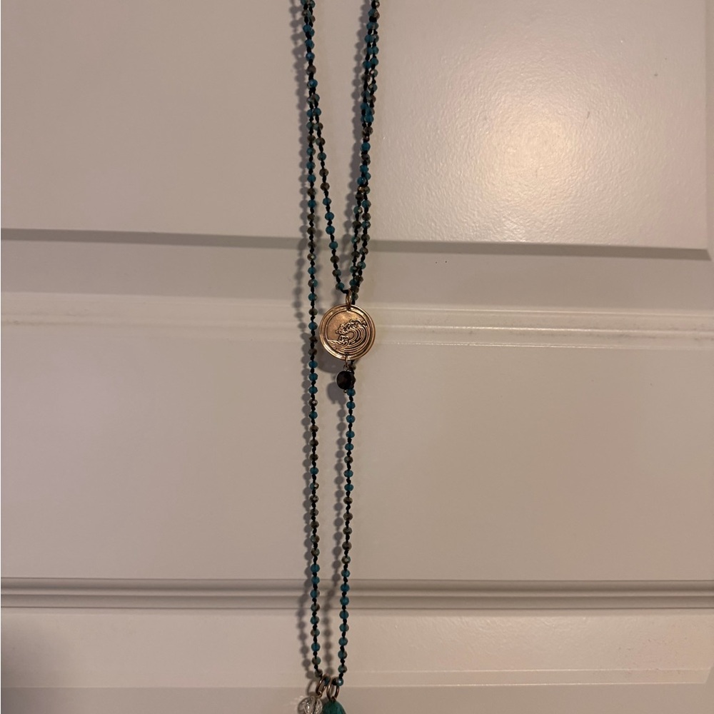 Chic Beaded Necklace with Gold Medallion